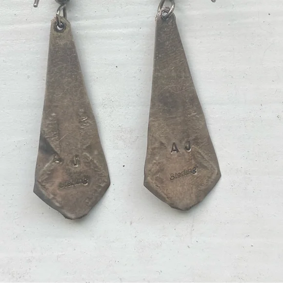 Native American earrings, signed AJ and stamped sterling - Picture 6 of 8